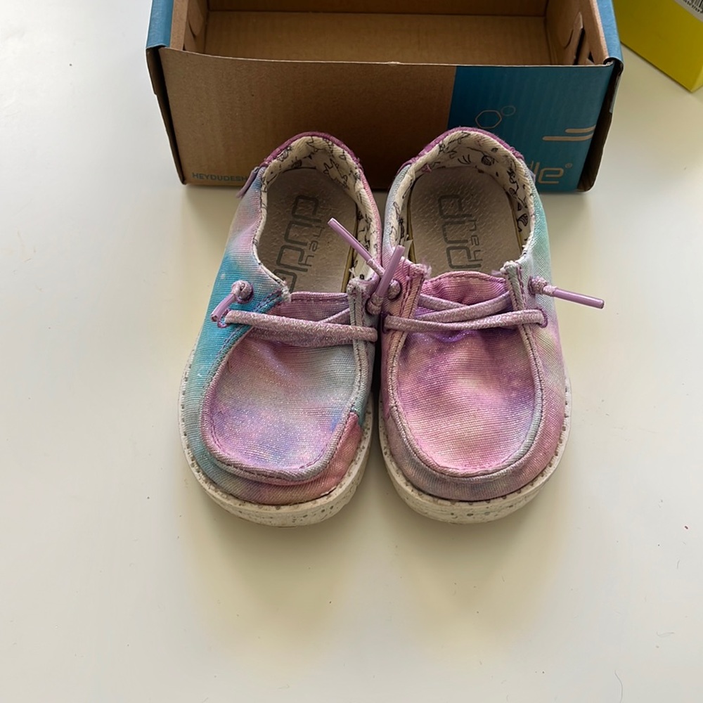 Hey Dude slip on shoes. Toddler size 7, purple and blue- ‘unicorn dreamer’